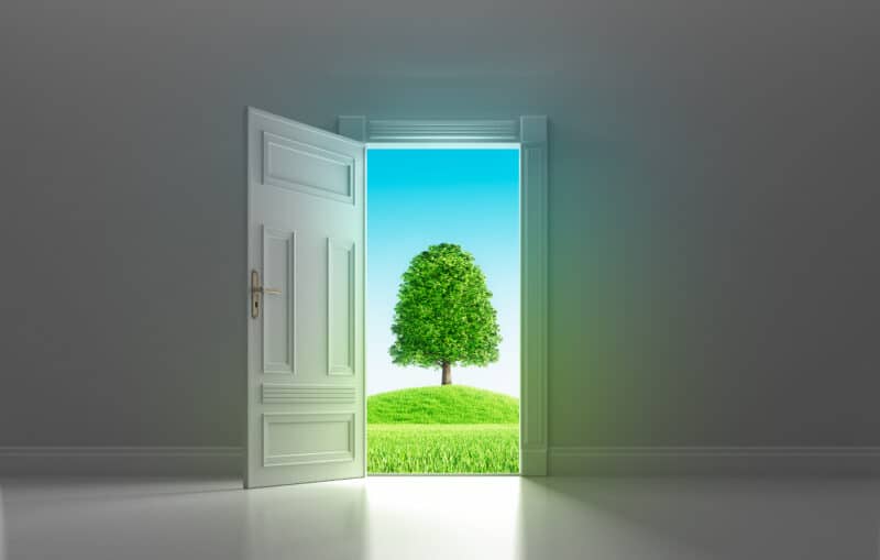 Door leading to an immersive environment